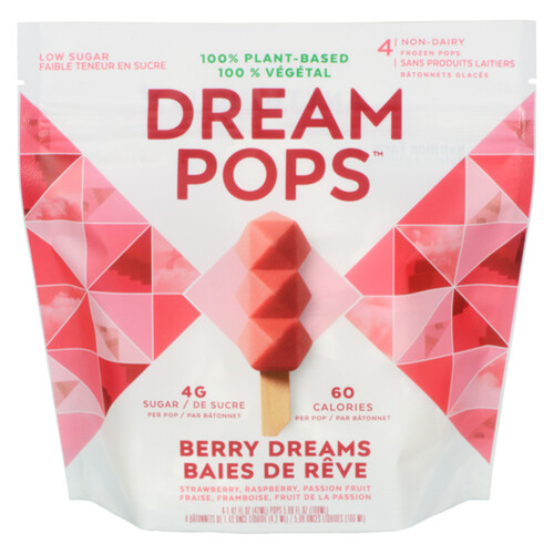 Dream Pops Non Dairy Frozen Pops Berry Dreams 4 Pack 168 ml