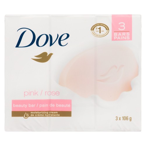 Dove Beauty Bar Gentle Skin Cleanser Pink Moisturizing For Gentle Soft Skin 3 x 106 g
