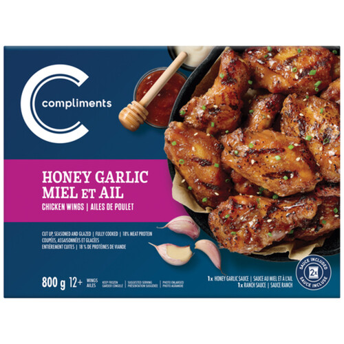 Compliments Frozen Chicken Wings Honey Garlic 800 g