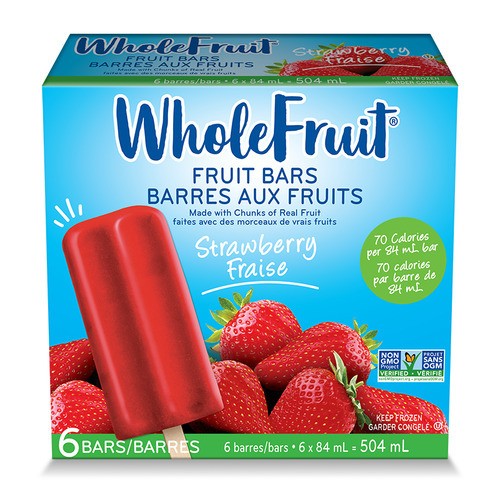 Whole Fruit Frozen Fruit Bars Strawberry 6 x 84 ml