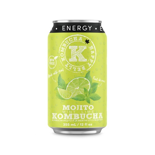 Happy Belly Kombucha Kombucha Mojito Mint Lime Drink 355 ml