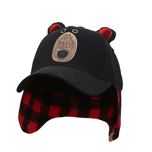 FlapJack 3D Winter Cap With Ear Flaps Black Bear Medium 1 Count