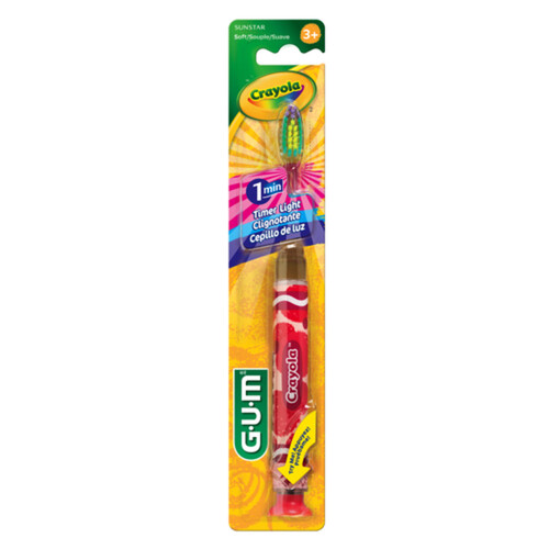 G.U.M Crayola Kids Soft Toothbrush 1 Minute Timer Light 