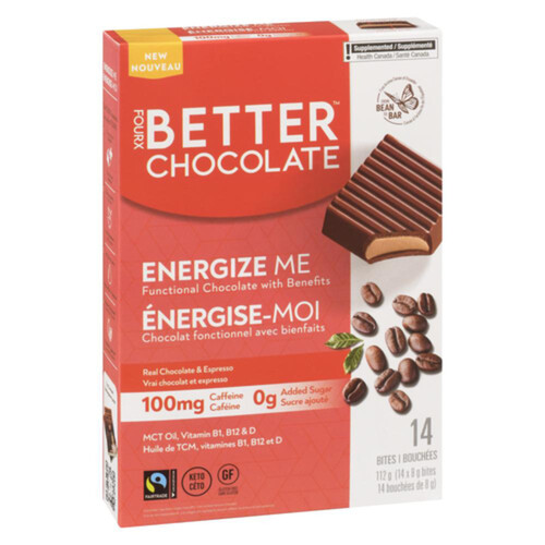 Four X Better Chocolate Dietary Supplement Energize Me Espresso Bites 14 Count