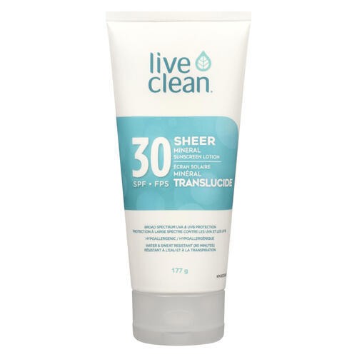 Live Clean Sheer Mineral Sunscreen Lotion SPF 30 177 g
