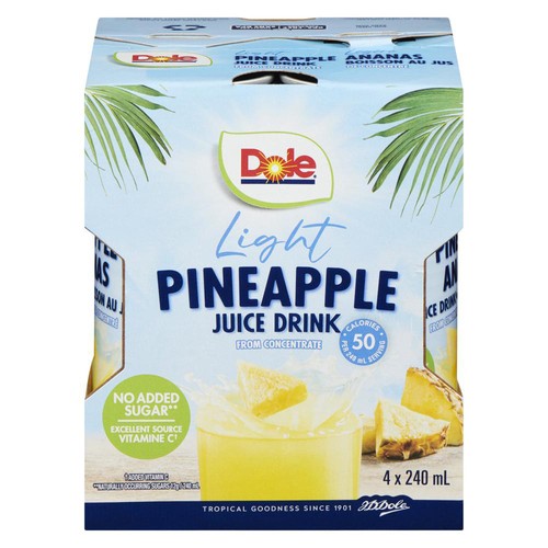 Dole Juice Light Pineapple 4 x 240 ml (cans)