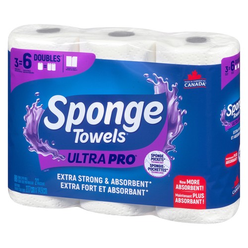Sponge Towels Paper Towel Ultra Pro 2-Ply 3 Double Rolls x 88 Sheets