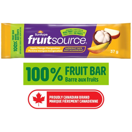 SunRype Fruitsource 100% Fruit Bar Apple Mango Mangosteen 37 g