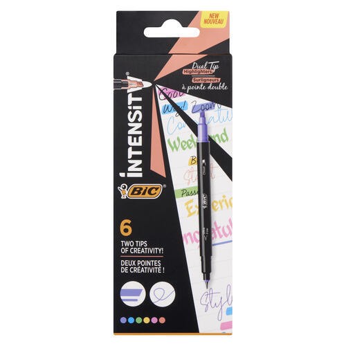Bic Intensity Dual Tip Highlighters Assorted 6 Pack