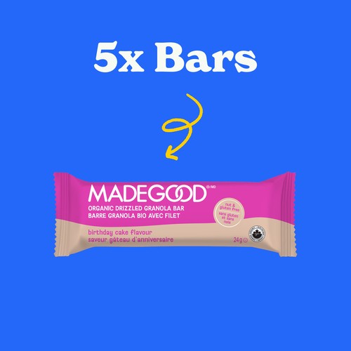 MadeGood Granola Bars Birthday Cake Chocolate Drizzled 5 x 24 g
