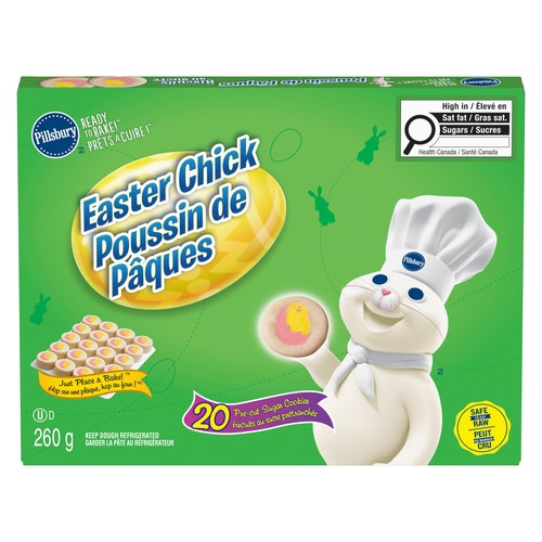 Pillsbury Ready To Bake! Sugar Cookie Dough Pre-Cut Easter Chick 20 Count 260 g