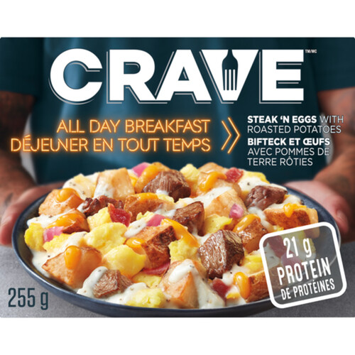 CRAVE Frozen Breakfast Steak 'N Eggs With Roasted Potatoes 255 g