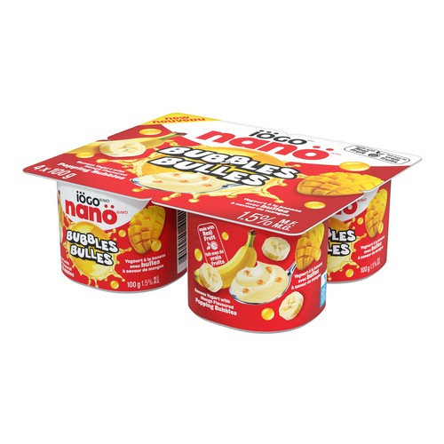 iÖGO nanö Bubbles 1.5% Yogurt Banana Mango 4 x 100 g