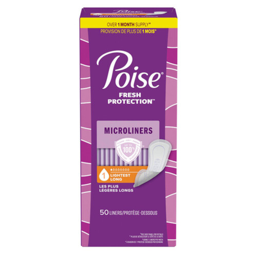 Poise Microliners Panty Liner Long 50 Count - Voilà Online