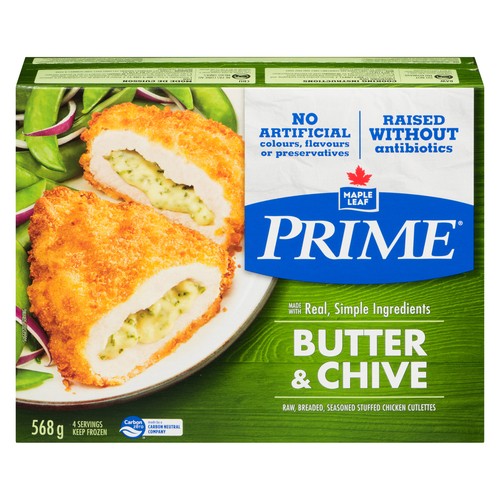 Prime Frozen Stuffed Chicken Breast Butter & Chive Raised Without Antibiotics 568 g