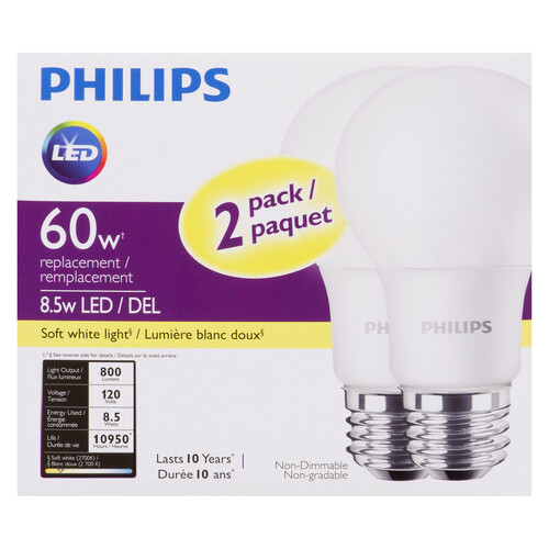 Philips Light Bulbs 8.5W LED Soft White 2 EA