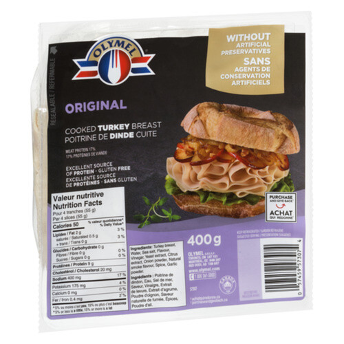 Olymel Cooked Turkey Breast Original  Value Size 400 g