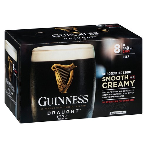 Guinness Draught Beer 4.2% Alcohol 8 x 440 ml (cans)