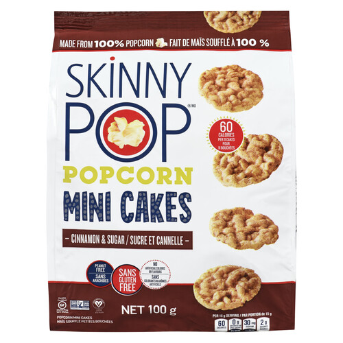SkinnyPop Gluten-Free Popcorn Mini Cakes Cinnamon & Sugar 100 g