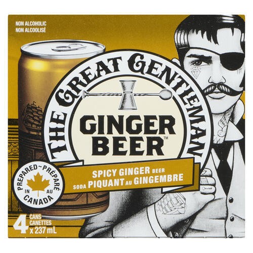 The Great Gentleman Soda Ginger Beer Spicy Ginger 4 x 237 ml (cans)