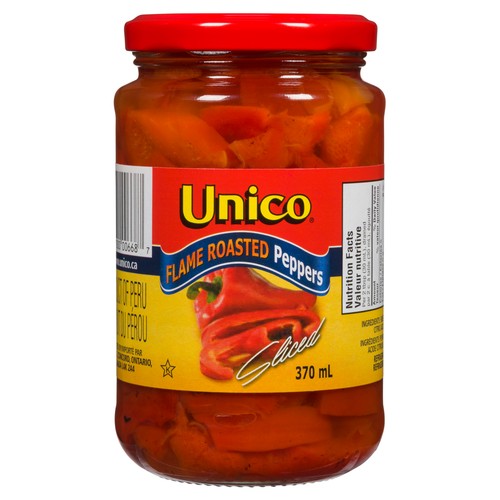 Unico Sliced Peppers Flame Roasted 370 ml