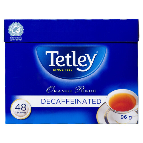 Tetley Tea Decaffeinated Orange Pekoe 48 Tea Bags