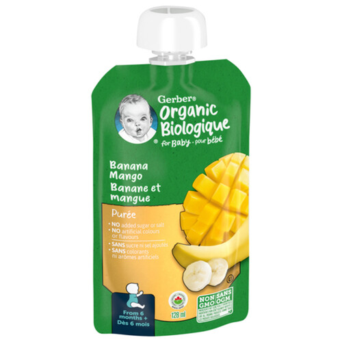 Gerber Organic Baby Food Puree Banana Mango 128 ml
