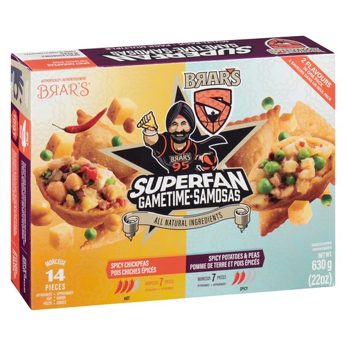 Brar's Superfan Gametime Frozen Samosas Spicy Chickpeas And Potato 630 g