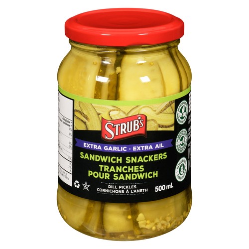 Strub's Dill Pickles Sandwich Snackers Extra Garlic 500 ml