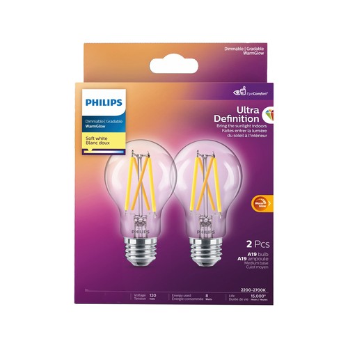 Philips Light Bulbs 60w A19 Soft White 2 Count