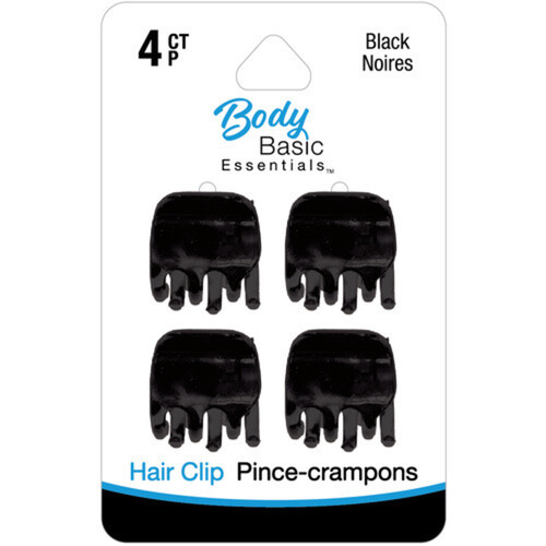 Body Basic Essentials Hair Clips Small Black 4 Count 1 EA