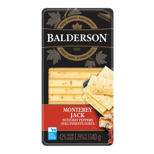 Balderson Sliced Cheese Monterey Jack Hot Pepper 140 g