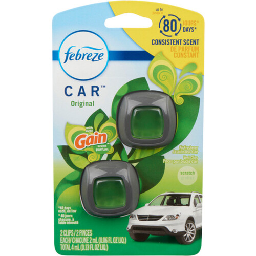 Febreze CAR Air Fresheners Gain Original 0.13 Oz Pack Of 2