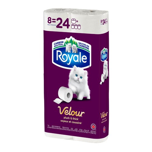 Royale Velour Toilet Paper 2-Ply 8 Rolls x 213 Sheets