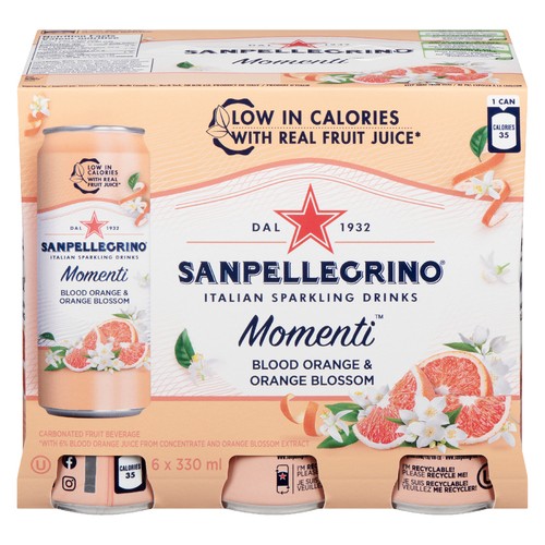 San Pellegrino Momenti Carbonated Blood Orange & Orange Blossom 6 x 330 ml (cans)