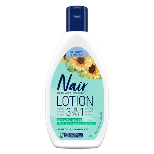 Nair 3-In-1 Hair Removal Lotion for Sensitive Skin With Sunflower Seed Oil & Green Tea Extract 175 ml