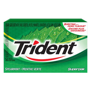Trident Gum Sugar Free Spearmint 14 Pieces ea