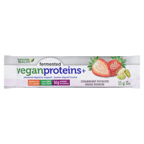 Genuine Health Gluten-Free Vegan Fermented Protein Bars Strawberry Pistachio 55 g