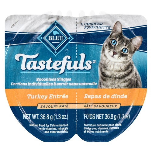 Blue Tasteful Wet Cat Food Pate Singles Adult Turkey Entrée Savoury Paté 2 x 36.8 g