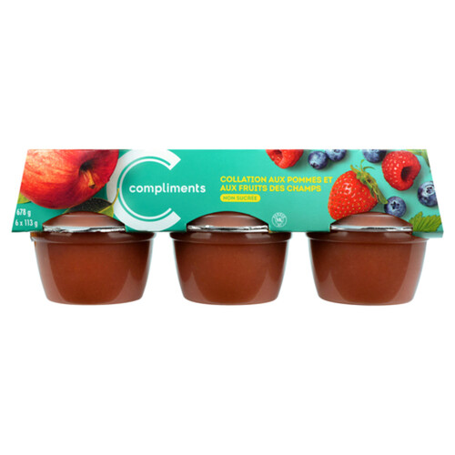 Compliments Snack Cups Unsweetened Apple & Fieldberry 6 x 113 g