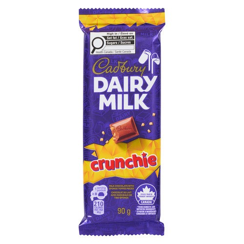 Cadbury Dairy Milk Crunchie Chocolate Bar Sponge Toffee Pieces 90 g