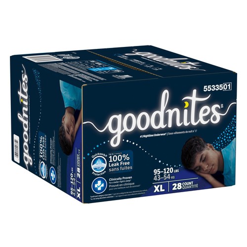 Goodnites Boys Nighttime Bedwetting Underwear S6 28 Count
