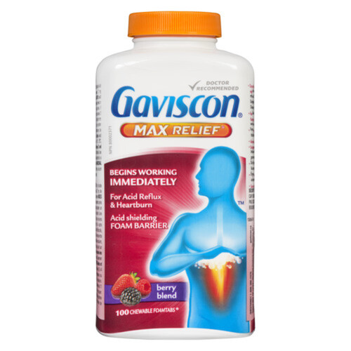 Gaviscon Max Relief Chewable Foamtabs Berry Blend 100 EA