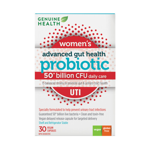 Genuine Health Vegan Women's Probiotic Capsules UTI 30 Count