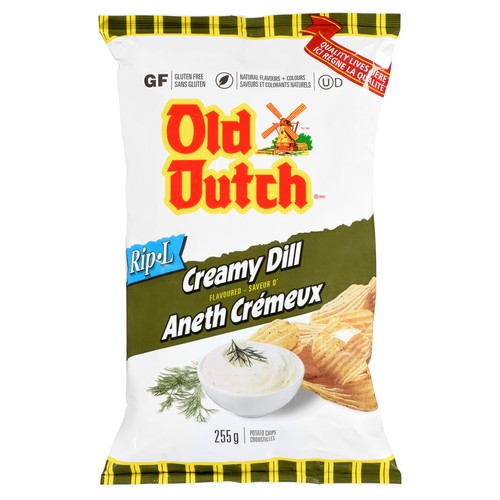Old Dutch Gluten-Free Potato Chips Rip-L Creamy Dill 255 g