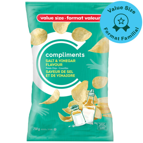 Compliments Potato Chips Salt & Vinegar 750 g