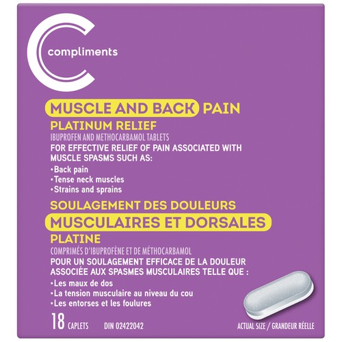 Compliments Platinum Pain Relief Caplets Muscle And Back 18 Count