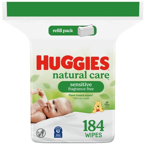Huggies Natural Care Sensitive Baby Wipes Refill Pack Unscented 184 Count