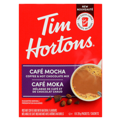 Tim Hortons Instant Coffee Mix Cafe Mocha Packet 8 EA 