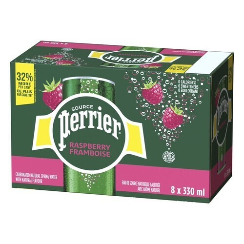 Perrier Sparkling Water Raspberry 8 x 330 ml (cans)